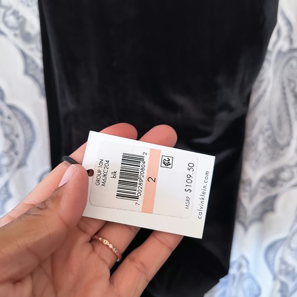Calvin Klein Womens Velvet Black Performance Leggings Activewear Pants Size 2 - Picture 3 of 8